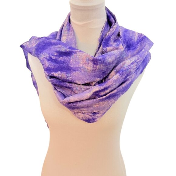 Kooloo Felted Hidden Temple Scarf Purple VTG 80s Tie Dye Everyday Casual Zoom in - Picture 1 of 8